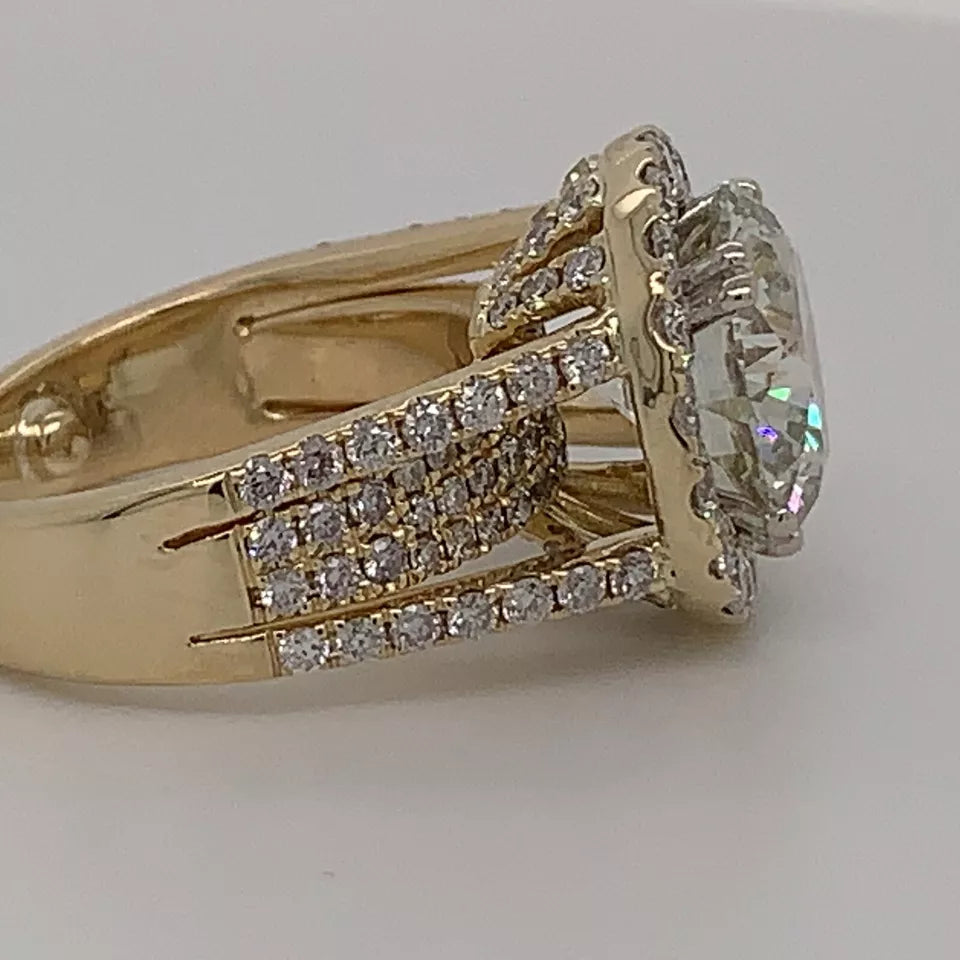AGS Certified Natural Diamond 5.11 Carat K SI2 Gold Engagement Cocktail Ring