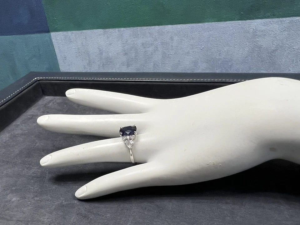 Modern Platinum 3.46 Carat Natural Royal Blue Sapphire & Diamond Engagement Ring