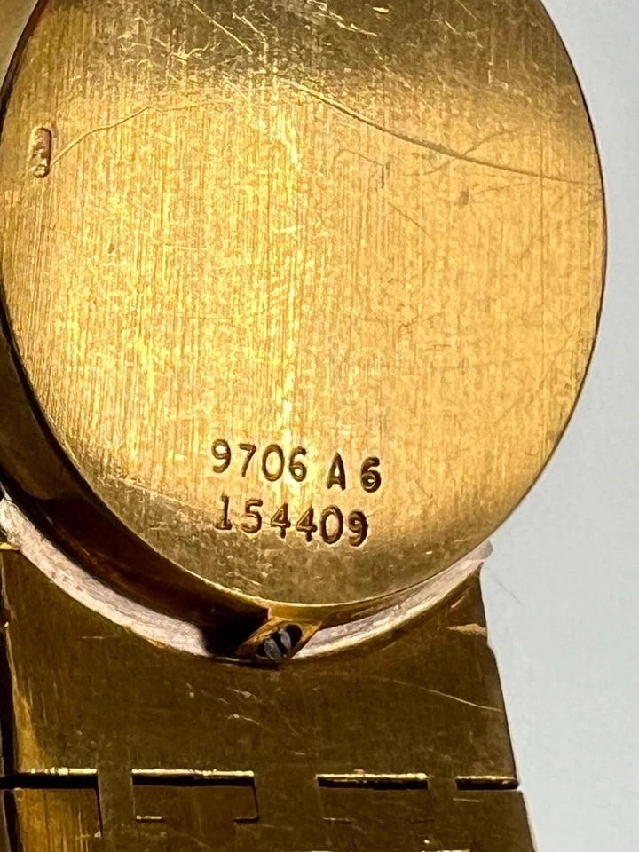 Retro Gold Piaget Depose Natural Diamond Bezel and Rare Jade Dial Circa 1970