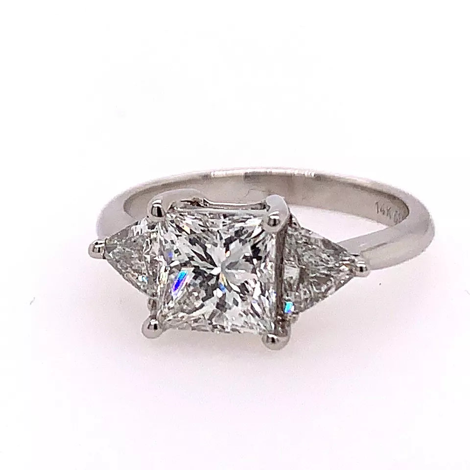 GIA Certified 2.20 Carat Natural Princess Diamond F VS1 Non Gold Engagement Ring