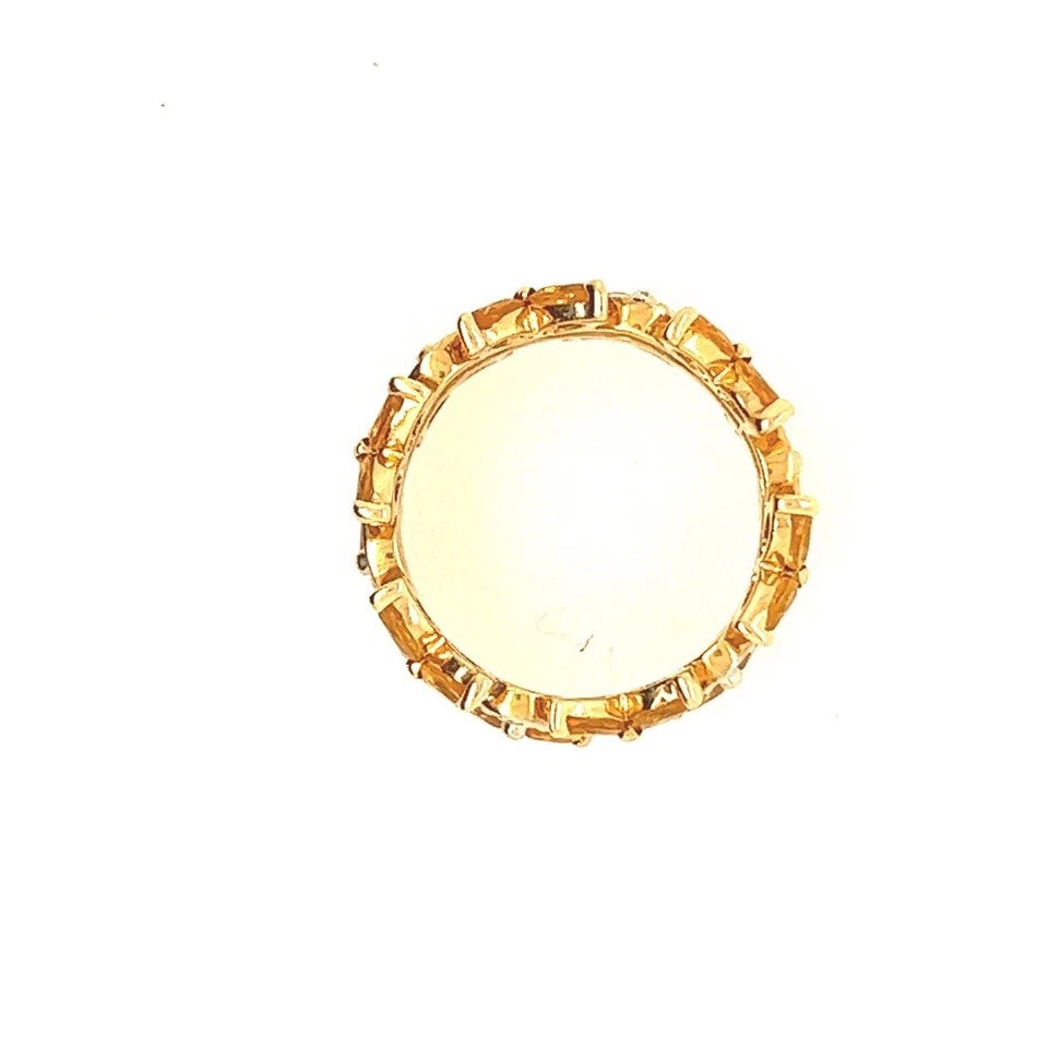 Retro Gold 3 Carat Natural Yellow Sapphire & Diamond Cocktail Ring Circa 1970