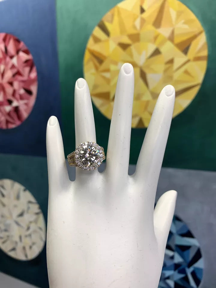 AGS Certified Natural Diamond 5.11 Carat K SI2 Gold Engagement Cocktail Ring