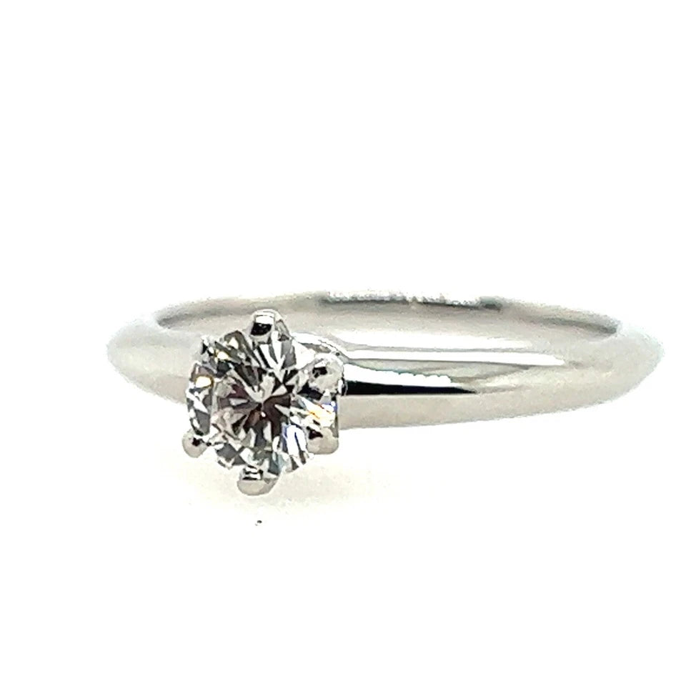 Tiffany & Co .46 Carat GIA Certified H VS2 Round Natural Diamond Engagement Ring