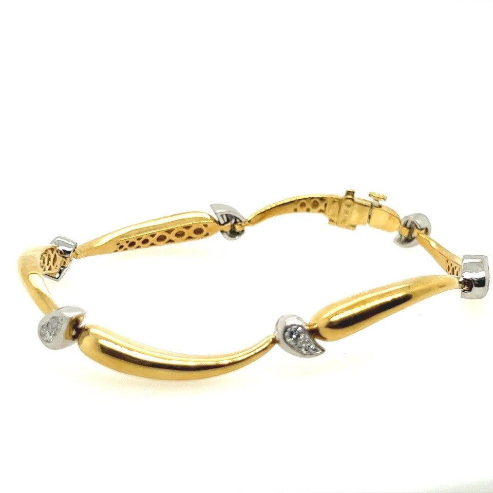 Retro Gold & Platinum 0.45 Carat Natural Colorless Diamond Bracelet Circa 1960