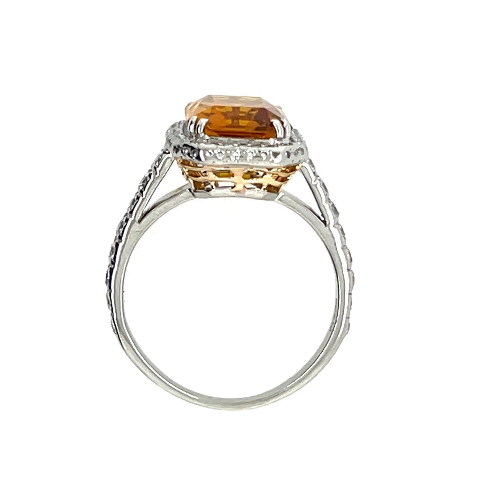 Modern 5 Carat Platinum Natural Diamond & Synthetic Yellow Sapphire Estate Ring