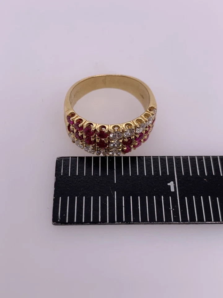 Modern Gold Cocktail Band 1.50 Carat Natural Ruby Gem Stone & Diamond Circa 1980