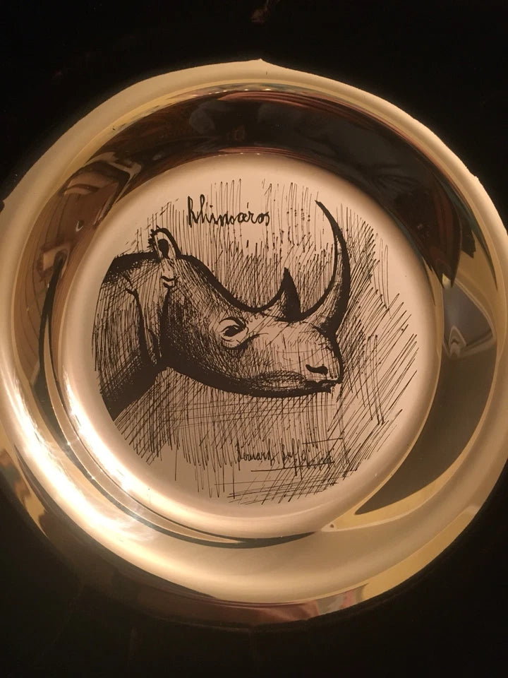 Bernard Buffet RHINO Plate Sterling Silver Collector Franklin Vintage Estate