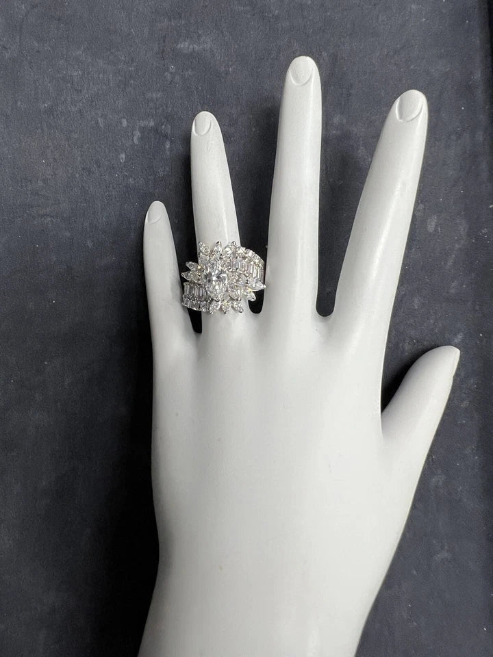 GIA Certified 1.40 Carat Natural Marquise E SI1 Platinum Diamond Engagement Ring