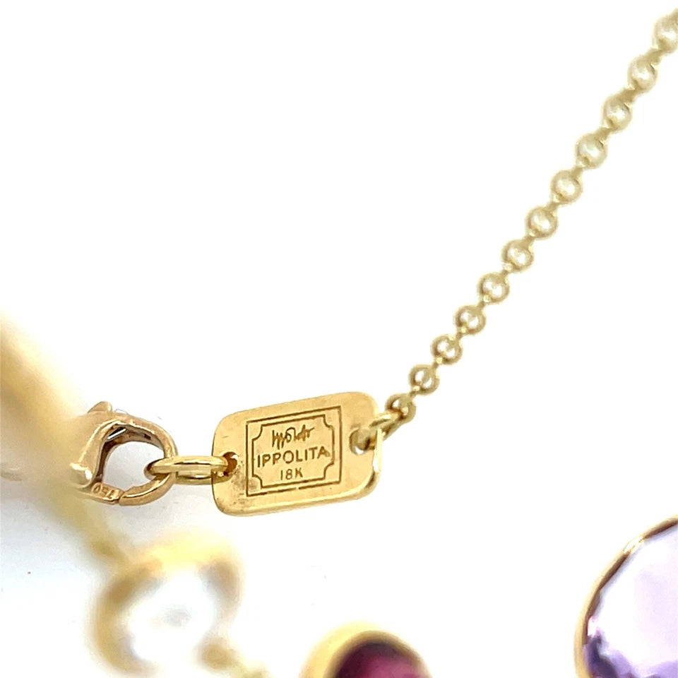Modern Gold Signed Ippolita Multi Color Gem Rainbow Lollipop 36 Inch Necklace