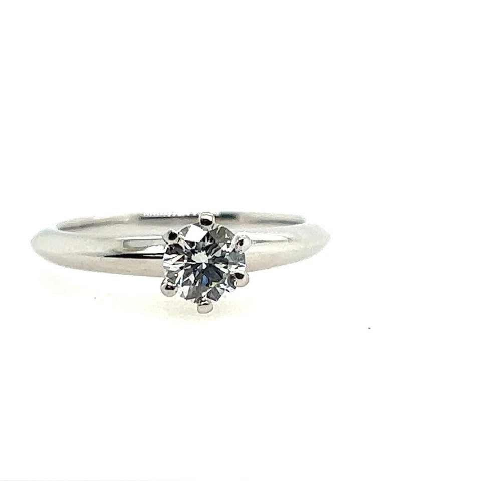 Tiffany & Co .46 Carat GIA Certified H VS2 Round Natural Diamond Engagement Ring