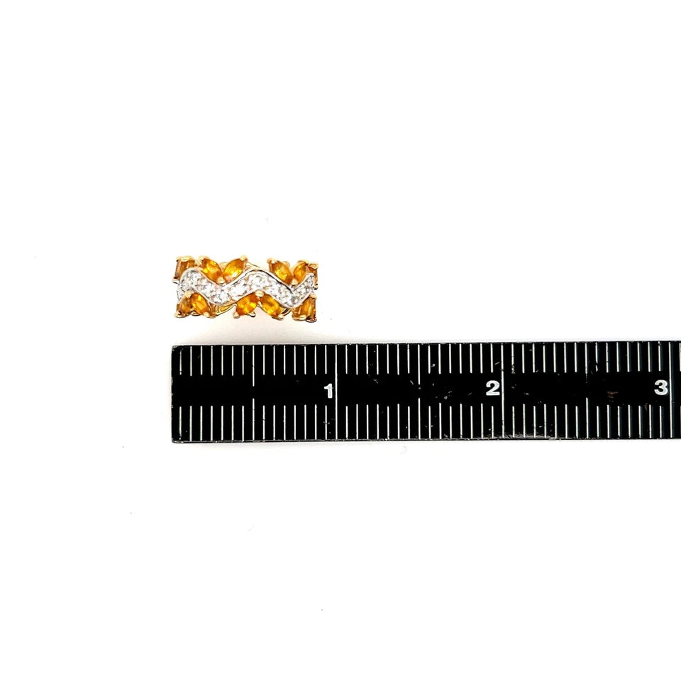 Retro Gold 3 Carat Natural Yellow Sapphire & Diamond Cocktail Ring Circa 1970