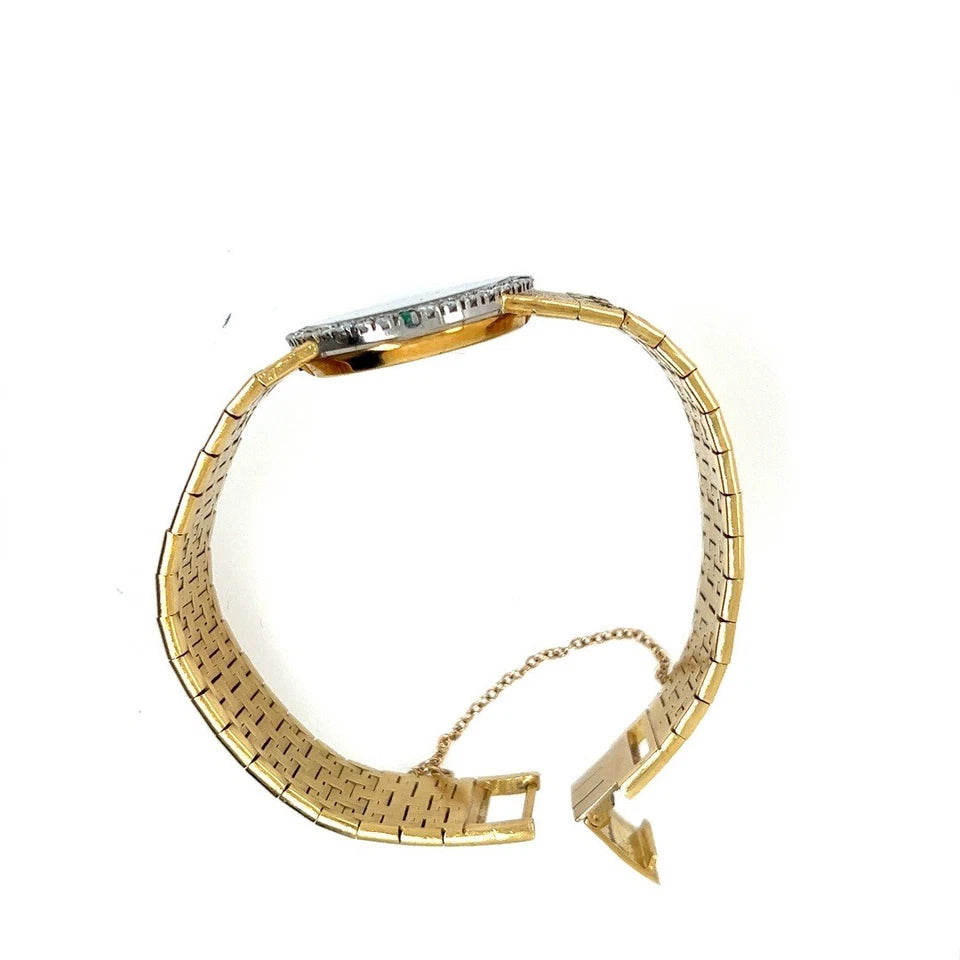 Retro Gold Piaget Depose Natural Diamond Bezel and Rare Jade Dial Circa 1970