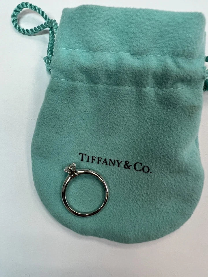 Tiffany & Co .46 Carat GIA Certified H VS2 Round Natural Diamond Engagement Ring