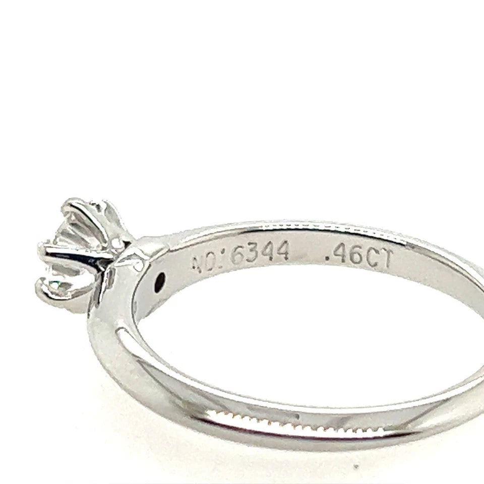 Tiffany & Co .46 Carat GIA Certified H VS2 Round Natural Diamond Engagement Ring