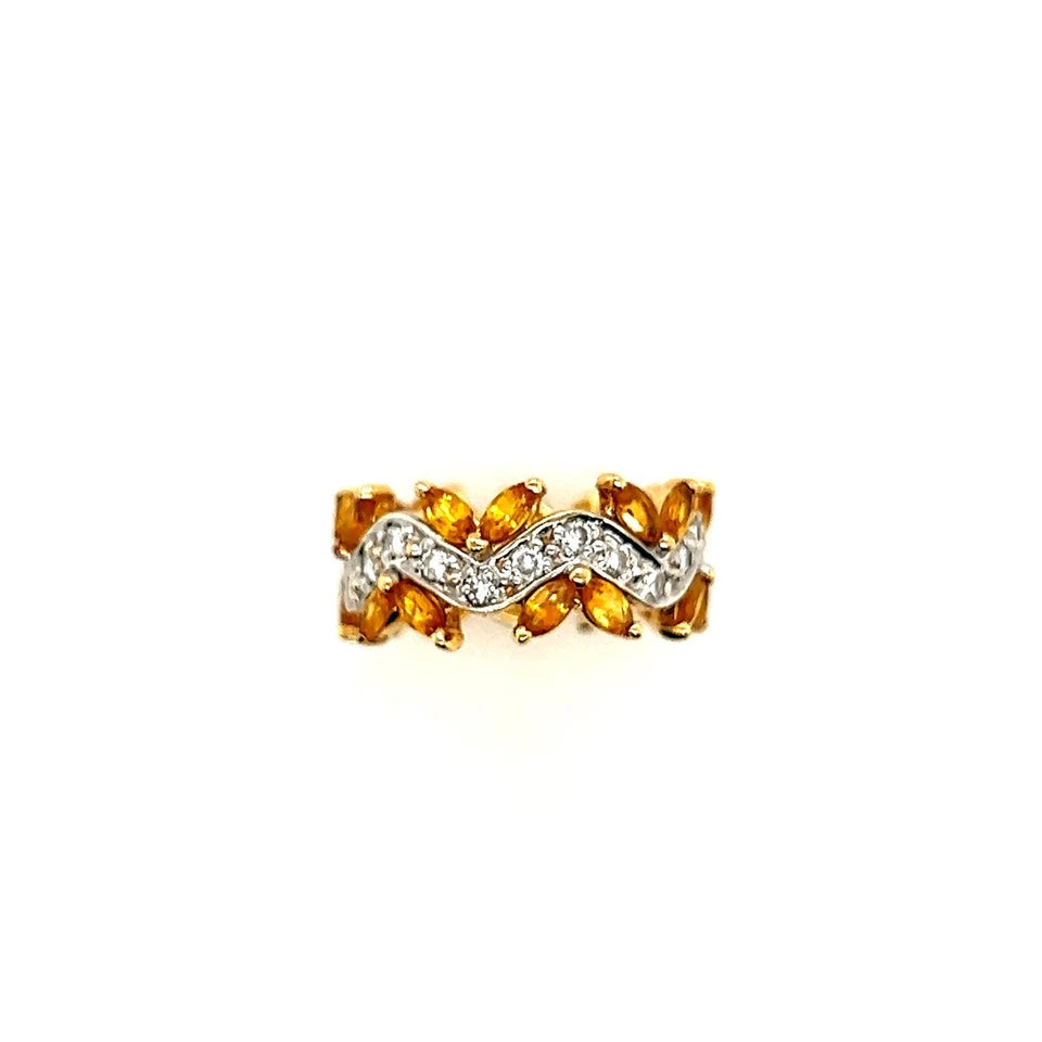 Retro Gold 3 Carat Natural Yellow Sapphire & Diamond Cocktail Ring Circa 1970