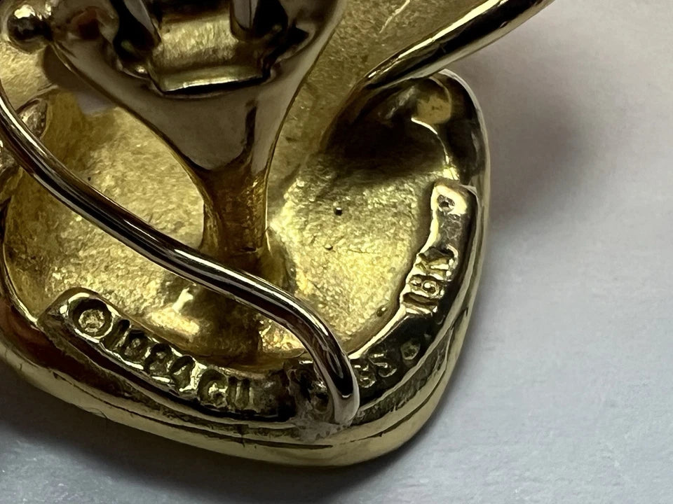 Retro Gold Angela Cummings Floral Orchid Petal Earrings New York Circa 1984