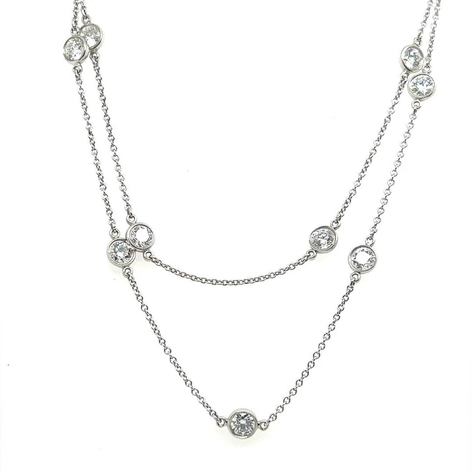 Tiffany&Co Elsa Peretti 2.5 Carat Natural Diamonds by the Yard Platinum Necklace