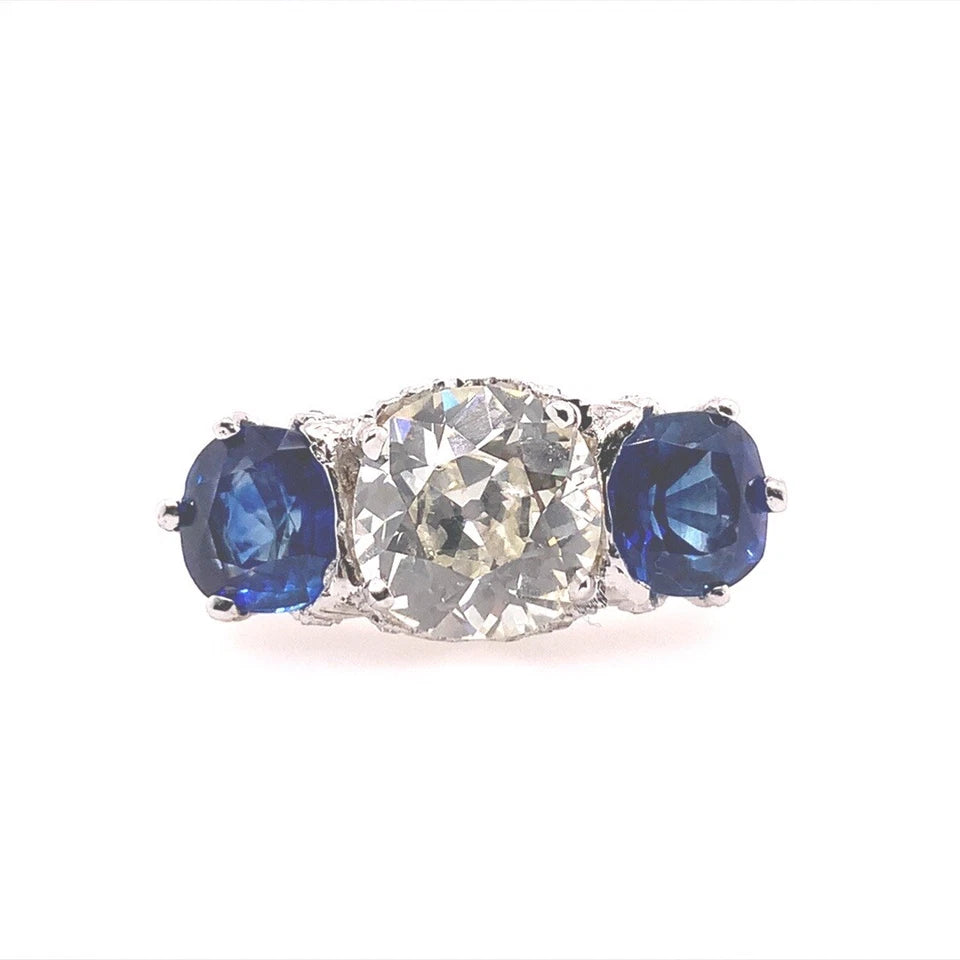 Art Deco Certified 2.48 Carat Natural Old European K VS Diamond Engagement Ring