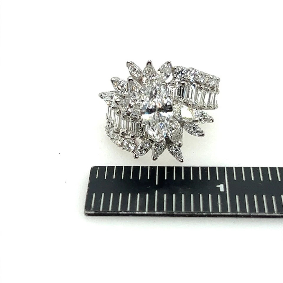 GIA Certified 1.40 Carat Natural Marquise E SI1 Platinum Diamond Engagement Ring