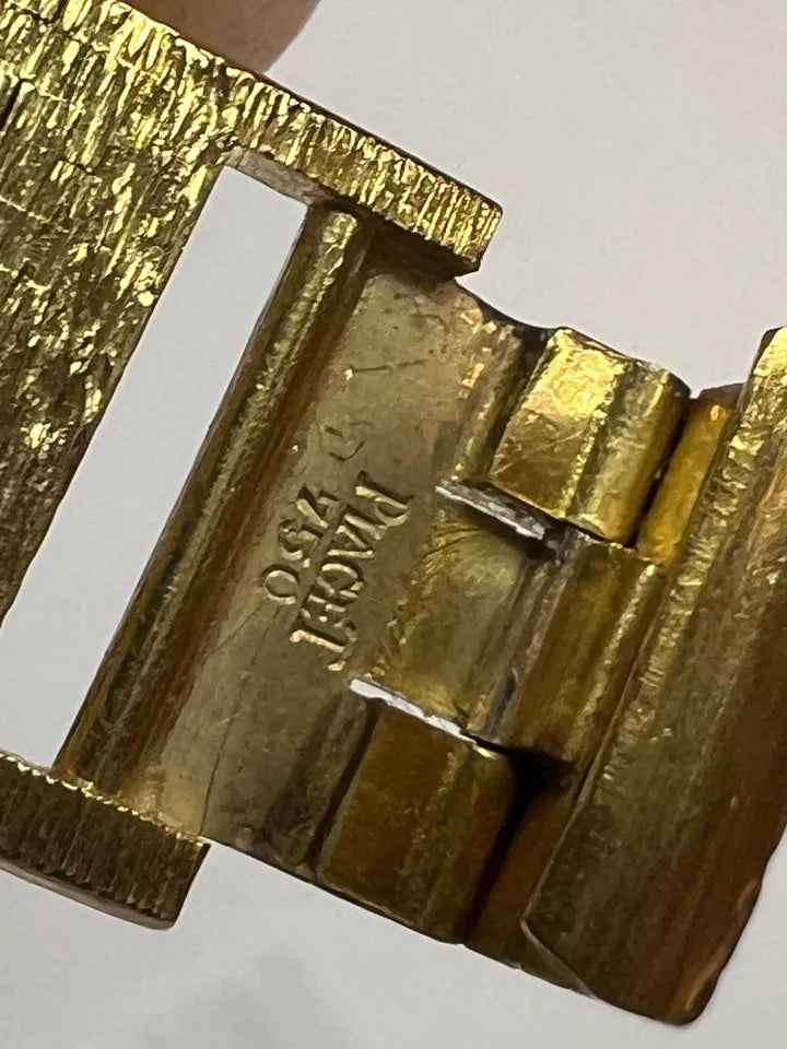 Retro Gold Piaget Depose Natural Diamond Bezel and Rare Jade Dial Circa 1970