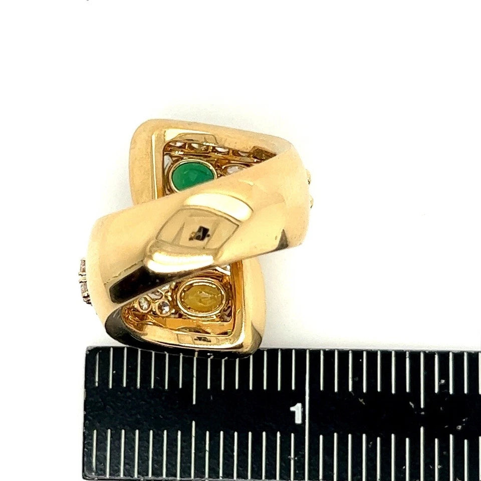 Retro Gold GIA Certified 7.4 Carat Natural Emerald & Diamond Cocktail Ring 1960