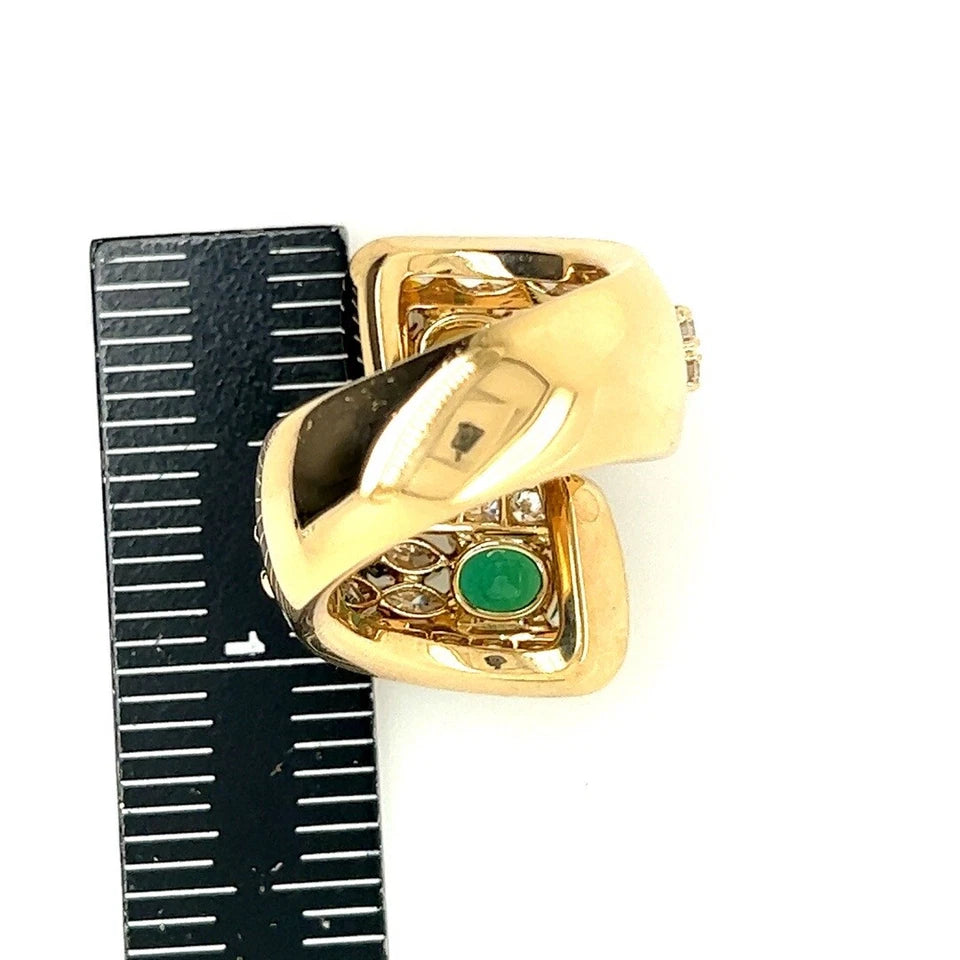 Retro Gold GIA Certified 7.4 Carat Natural Emerald & Diamond Cocktail Ring 1960