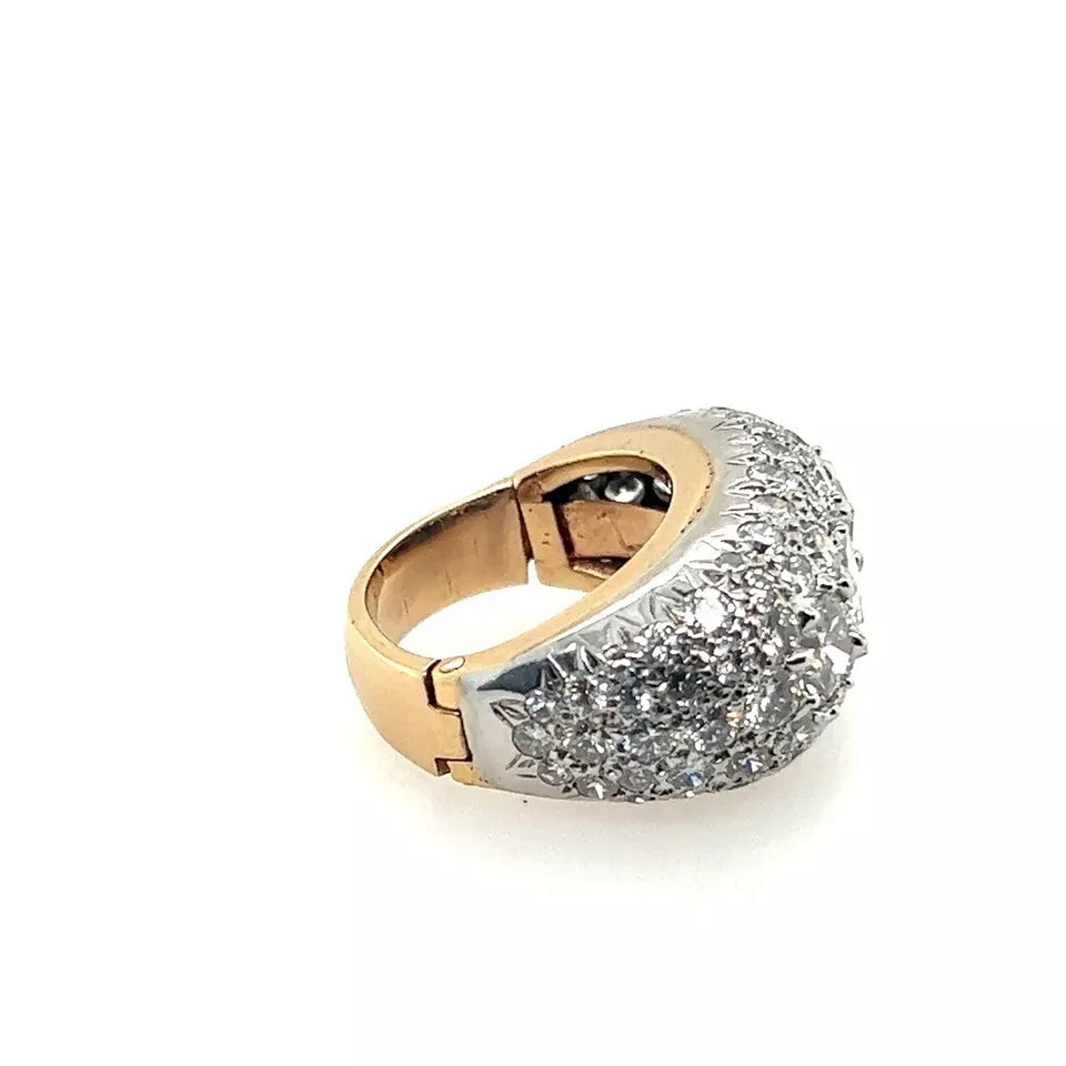 Retro Gold UGS Certified 6.09 Carat Natural Diamond Cocktail Engagement Ring